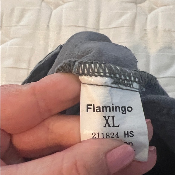 Size XL - Flamingo Gray Casual Pants with Black Waistband - Picture 3 of 4